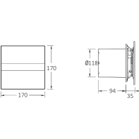 Cata E-120 GTH koupelnový ventilátor axiální s automatem, 6W/11W, potrubí 120mm, bílá 00901200