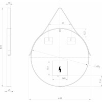 Sapho ORBITER kulaté zrcadlo s LED osvětlením ø 60cm, kožený pásek, černá mat ORL060