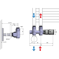 Sapho TWIN COMBI připojovací sada ventilů termostatická pro středové připojení, pravá, nerez mat CP5510S