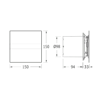 Cata E-100 GST koupelnový ventilátor axiální s časovačem, 8W, potrubí 100mm, stříbrná 00900500