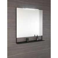 Sapho ERUPTA zrcadlo s LED osvětlením a policí 100x80cm, černá mat ERU340