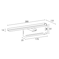 Sapho ESTHER LED nástěnné svítidlo, 6 W, 280x62x131 mm, chrom E26374CI