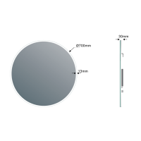Sapho VISO kulaté zrcadlo s LED osvětlením ø 70cm VS070