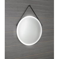 Sapho ORBITER kulaté zrcadlo s LED osvětlením ø 60cm, kožený pásek, černá mat ORL060