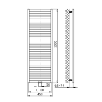 Aqualine TONDI otopné těleso rovné 450x1330 mm, středové připojení, bílá DT470T