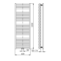Aqualine TONDI otopné těleso rovné 600x1330 mm, středové připojení, černá mat DT486T