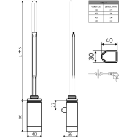 Sapho ONE D topná tyč s termostatem, 300 W, levá, chrom ONE-DL-C-300