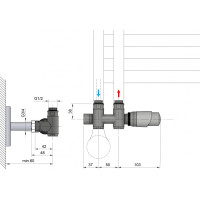 Bruckner WICHER COMBI připojovací sada termostatická pro středové připojení 50mm, černá mat 600.331.6