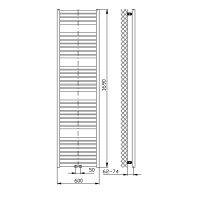 Aqualine TONDI otopné těleso rovné 600x1690 mm, středové připojení, černá mat DT496T