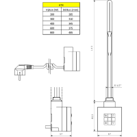 Sapho KTX topná tyč s termostatem, 300 W, chrom KTX-C-300