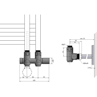 Sapho TWIN COMBI připojovací sada ventilů pro středové připojení, pravá, černá mat CP461BS