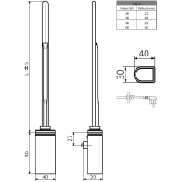 Sapho ONE D topná tyč s termostatem, 300 W, pravá, chrom ONE-D-C-300