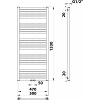 Bruckner GRUNT otopné těleso rovné 500x1330 mm, středové připojení, bílá 600.122.4