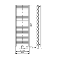 Aqualine TONDI otopné těleso rovné 450x1330 mm, středové připojení, černá mat DT476T