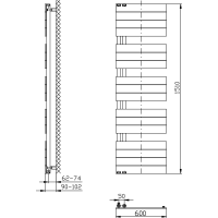 Aqualine MILI otopné těleso 600x1510mm, černá mat DC646T