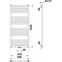 Bruckner GRUNT otopné těleso rovné 500x1050 mm, středové připojení, černá mat 600.121.6