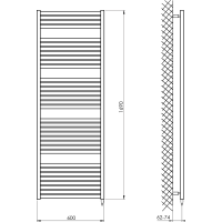 Aqualine TONDI-E elektrické otopné těleso rovné 600x1690 mm, 800 W, černá mat DE496T