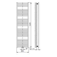 Aqualine TONDI otopné těleso rovné 450x1690 mm, středové připojení, černá mat DT446T