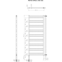 Sapho METRO SPACE otopné těleso 550x1430 mm, do prostoru, černá mat IR438B