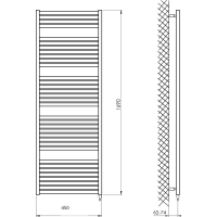 Aqualine TONDI-E elektrické otopné těleso rovné 450x1690 mm, 600 W, černá mat DE446T