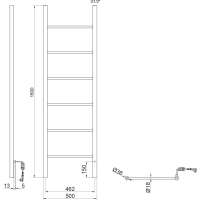 Sapho KARBO elektrický sušák ručníků, kulatý, 500x1600mm, 120 W, černá mat KB905