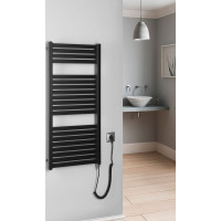 Aqualine TONDI-E elektrické otopné těleso rovné 450x970 mm, 300 W, černá mat DE456T