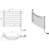 Aqualine Elektrický sušák ručníků, 570x465mm, 72W, šedý hliník-metalíza (RAL9007) SU210A