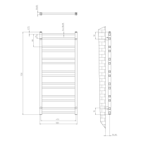 Sapho METRO DOS otopné těleso 500x1100 mm, černá mat IR432TB