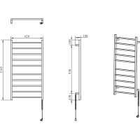 Sapho ESKINADO elektrický sušák ručníků, hranatý, 620x1160 mm, 120 W, nerez lesk ER430V