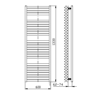 Aqualine TONDI-E elektrické otopné těleso rovné 600x1330 mm, 600 W, bílá DE480T