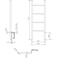 Sapho KARBO elektrický sušák ručníků, kulatý, 400x1120mm, 87 W, černá mat KB904