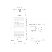 Aqualine ALYA otopné těleso rovné 500x803mm, středové připojení, chrom LLS301