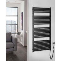 Aqualine TONDI-E elektrické otopné těleso rovné 600x1330 mm, 600 W, černá mat DE486T