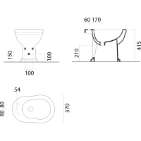 GSI CLASSIC bidet, 37x54cm, 3 otvory, bílá ExtraGlaze 8762311