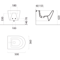 GSI KUBE X bidet závěsný 36x50cm, bílá ExtraGlaze 9464111