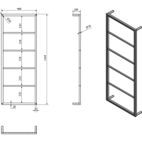 Sapho SKA nástěnný sušák ručníků 450x1150x100mm, bílá mat SKA511