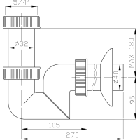 Bruckner Umyvadlový/bidetový sifon 5/4", nízký, DN40, bílá 151.125.0