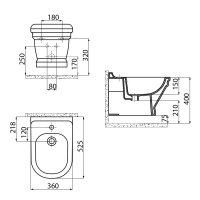 CREAVIT ANTIK bidet závěsný, 36x53 cm, bílá AN510