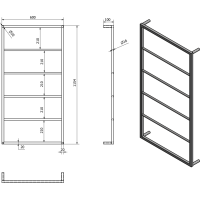 Sapho SKA nástěnný sušák ručníků 600x1150x100mm, bílá mat SKA512