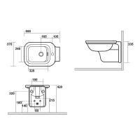 Kerasan WALDORF bidet závěsný 37x55cm, bílá 4125K1