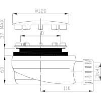 Polysan Vaničkový sifon, průměr otvoru 90mm, DN40, nízký, krytka černá mat 1716B