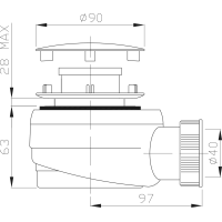 Polysan Vaničkový sifon, průměr otvoru 60mm, DN40, krytka chrom 1724C