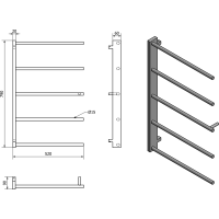 Sapho SLICE sušák osušky, 520x790mm, černá mat SN883