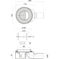 GSI Vaničkový sifon, průměr otvoru 90mm, DN40, nízký, krytka černá mat PILDSR226