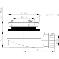 Gelco GELCO vaničkový sifon, průměr otvoru 90mm, DN40, nízký, pro vaničky s krytem PB90EXN MINUS