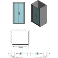 Polysan ZOOM LINE sprchové dveře dvojkřídlé 900mm, čiré sklo ZL1790