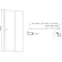 Aqualine AMADEO posuvné sprchové dveře 1100 mm, sklo Brick BTS110