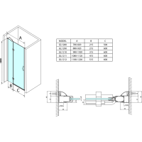 Gelco LEGRO sprchové dveře do niky 900mm, čiré sklo GL1290