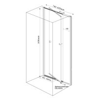 Aqualine AMICO sprchové dveře výklopné 740-820x1850mm, čiré sklo G70