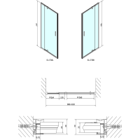 Polysan EASY LINE sprchové dveře otočné 880-1020mm, sklo BRICK EL1738
